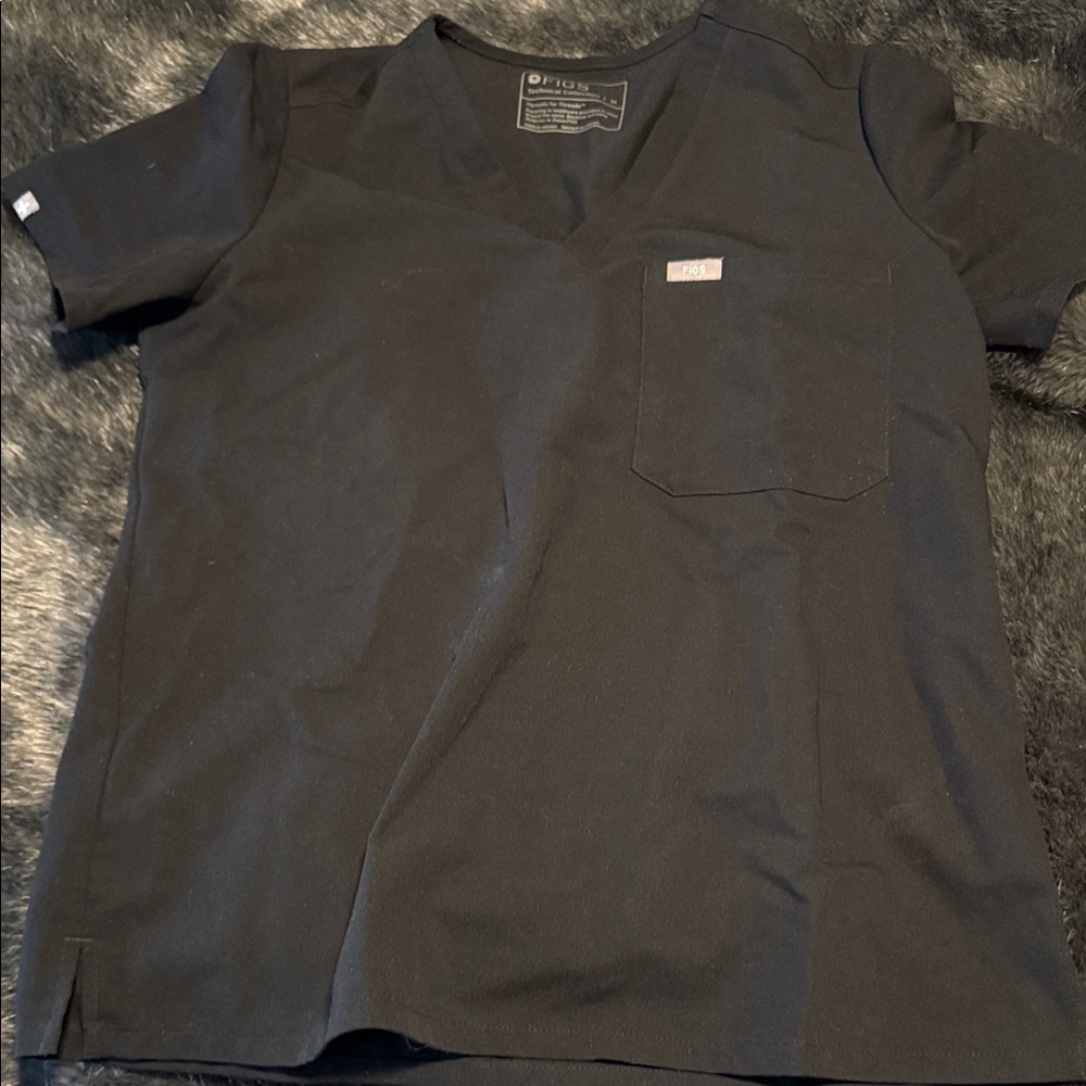 Figs Charcoal V-Neck Scrub Top